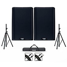 QSC K12.2 12" 2,000W Powered Speaker Pair With Cables & Stands