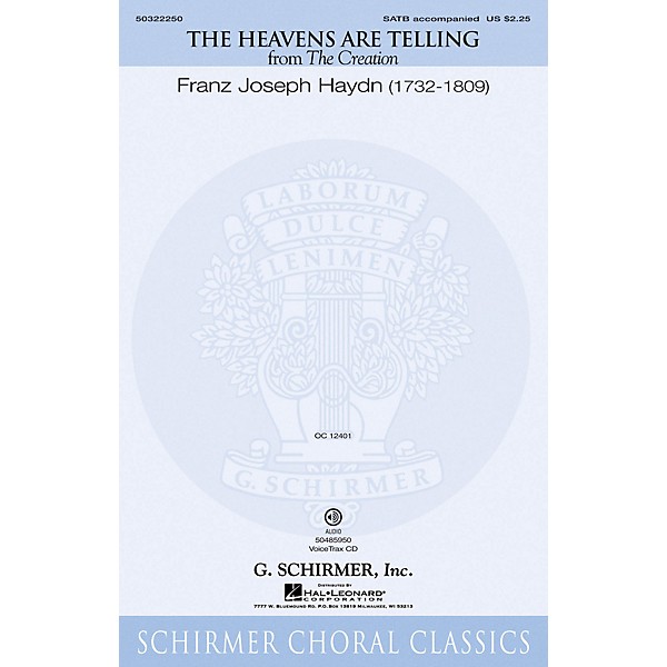 G. Schirmer The Heavens Are Telling (VoiceTrax CD) VoiceTrax CD Composed by Franz Joseph Haydn