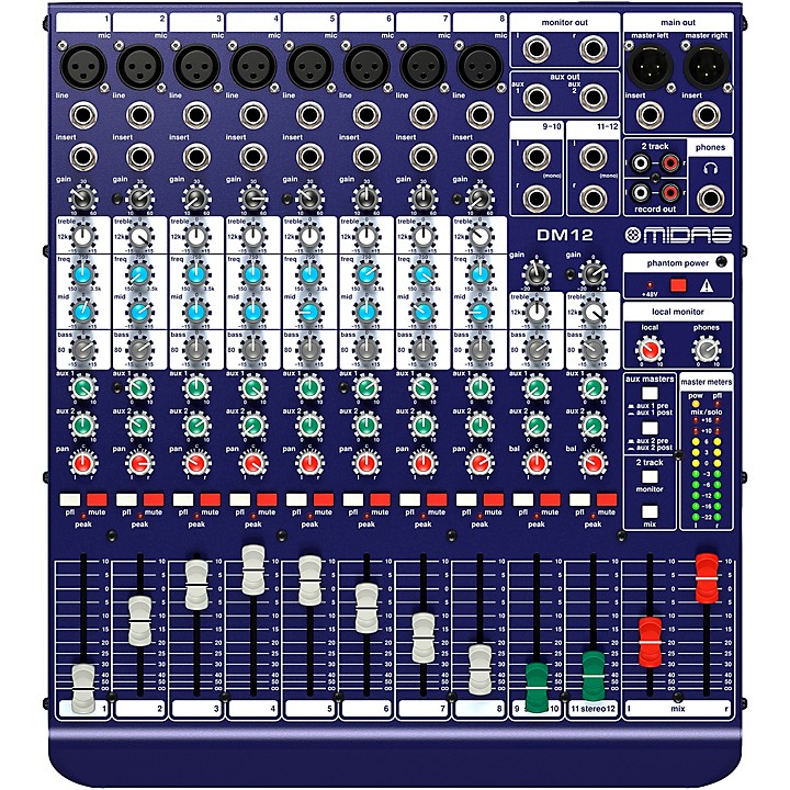 Midas DM12 アナログミキサー 12チャンネル Midas DM12 12-Channel Analog Mixer | Guitar Center