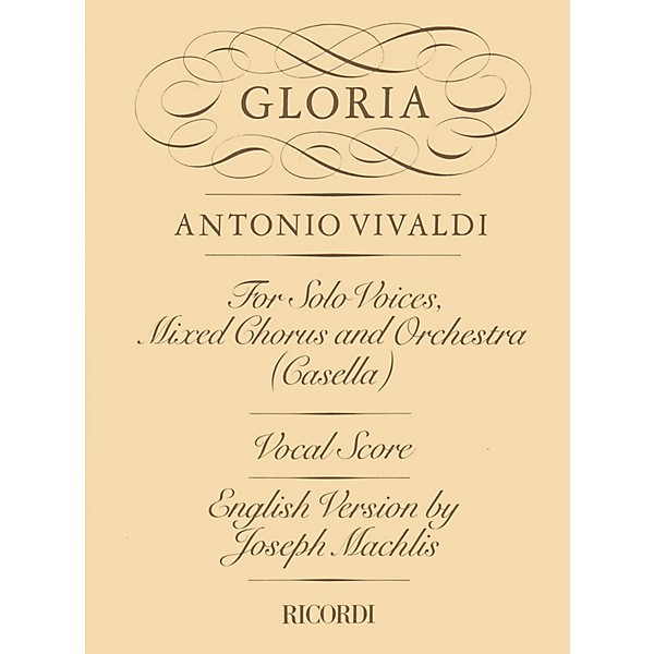 Ricordi Gloria RV589 (Vocal Score) SATB Composed by Antonio Vivaldi Edited by Maffeo Zanon