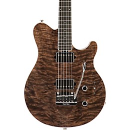 Ernie Ball Music Man BFR Axis Super Sport Electric Guitar with Quilt Top and Mahogany Back Transparent Black