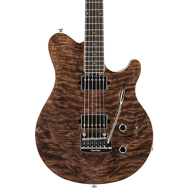 Ernie Ball Music Man BFR Axis Super Sport Electric Guitar with Quilt Top and Mahogany Back Transparent Black