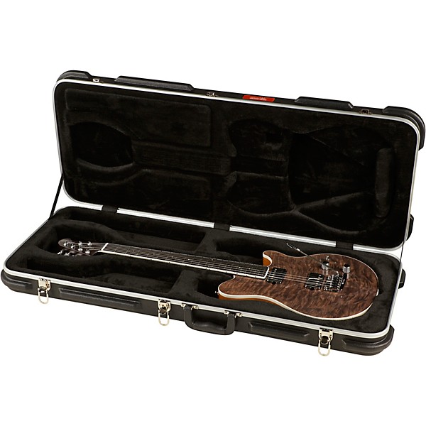 Ernie Ball Music Man BFR Axis Super Sport Electric Guitar with Quilt Top and Mahogany Back Transparent Black