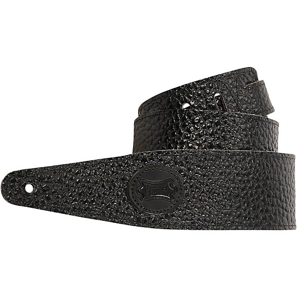 Clearance Levy's Pebbled Veg-Tan Leather Guitar Strap Black