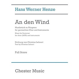 Chester Music An den Wind (Music for Pentecost) Full Score Composed by Hans Werner Henze