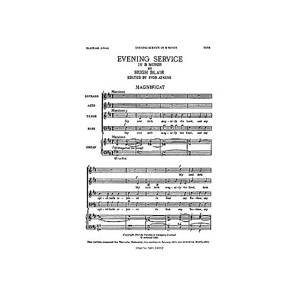 Novello Magnificat and Nunc Dimittis in B Minor SATB Composed by Hugh Blair