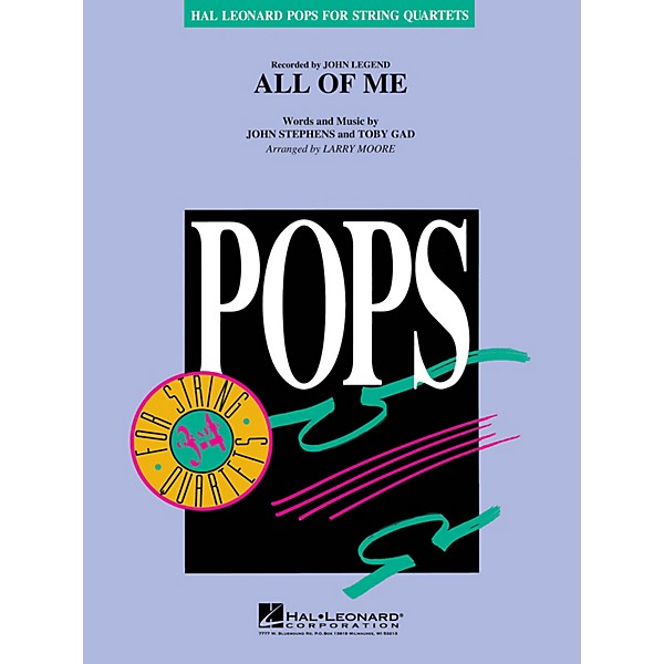 Hal Leonard All of Me Pops For String Quartet Series by John Legend Arranged by Larry Moore