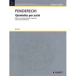 Schott Quintetto per archi String Ensemble Series Composed by Krzysztof Penderecki