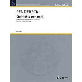 Schott Quintetto per archi String Ensemble Series Composed by Krzysztof Penderecki