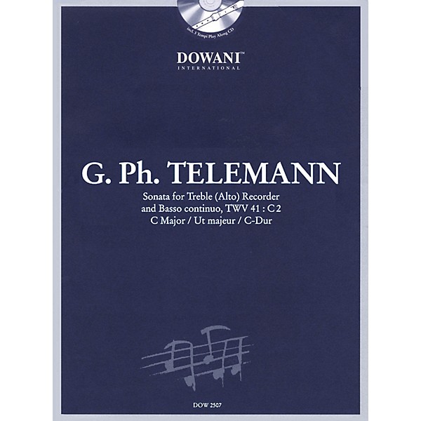 Dowani Editions Telemann: Sonata in C Major for Treble (Alto) Recorder and Basso Continuo TWV41:C2 Dowani Book/CD Series