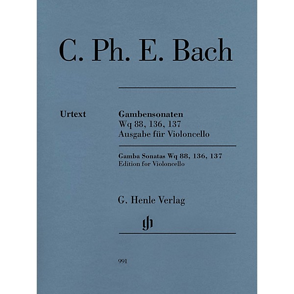 G. Henle Verlag Gamba Sonatas Wq 88, 136, 137 Henle Music Folios Composed by C.P.E. Bach Edited by Wolfram Enßlin