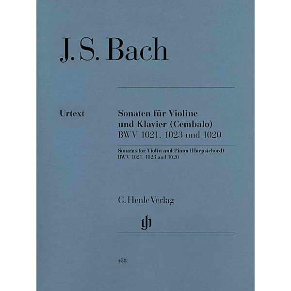 G. Henle Verlag 3 Sonatas for Violin and Piano (Harpsichord) BWV 1020, 1021, 1023 Henle Music Folios Series Softcover