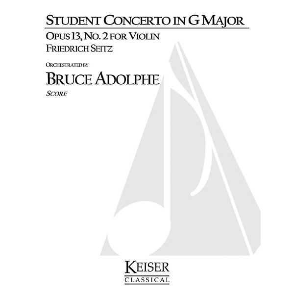 Lauren Keiser Music Publishing Student Concerto No. 2, Op. 13 in G Major LKM Music Series Composed by Friedrich Seitz