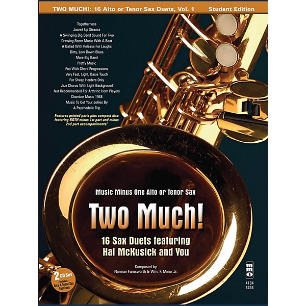 Nektar Two Much! 16 Duets for Saxophone Music Minus One Series Book with CD