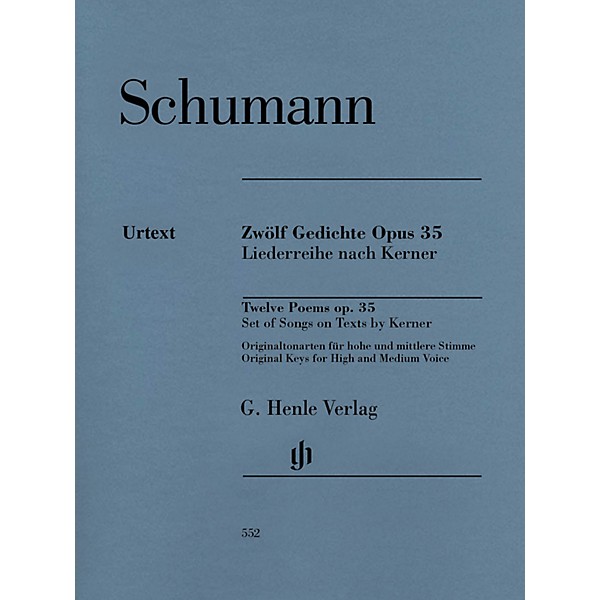 G. Henle Verlag 12 Poems Op. 35, Set of Songs on Texts by Kerner Henle Music Softcover by Schumann Edited by Kazuko Ozawa