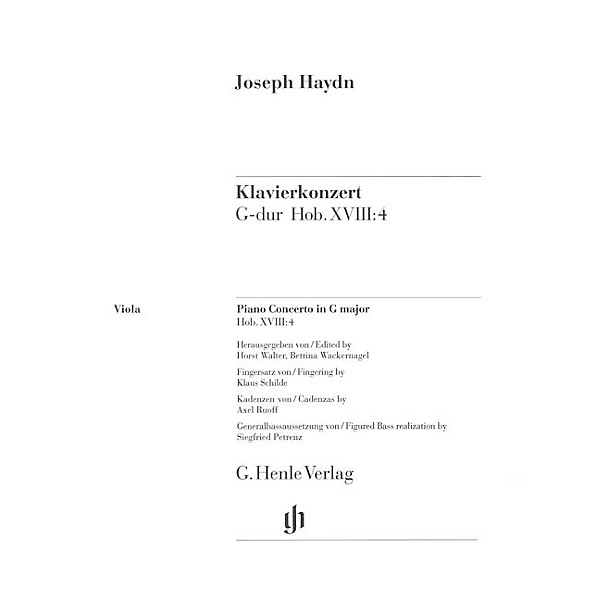G. Henle Verlag Concerto for Piano (Harpsichord) and Orchestra G Major Hob.XVIII:4 Henle Music by Joseph Haydn