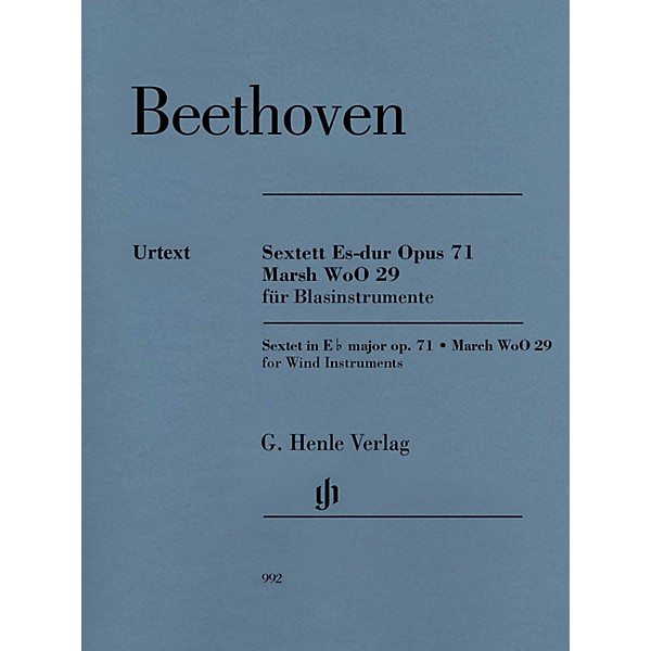 G. Henle Verlag Sextet in E-flat Major, Op. 71 and March, WoO 29 Henle Music Folios by Beethoven Edited by Egon Voss