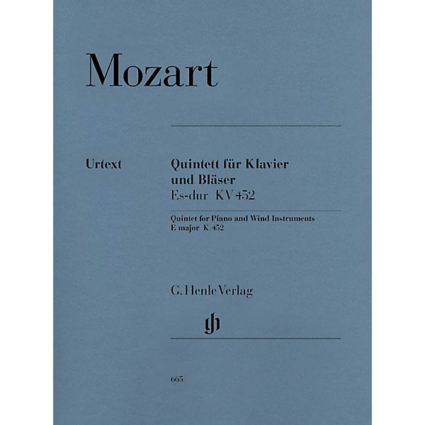 G. Henle Verlag Quintet for Piano and Wind Instruments in E-flat Maj, K. 452 Henle Music Folios Book by Mozart