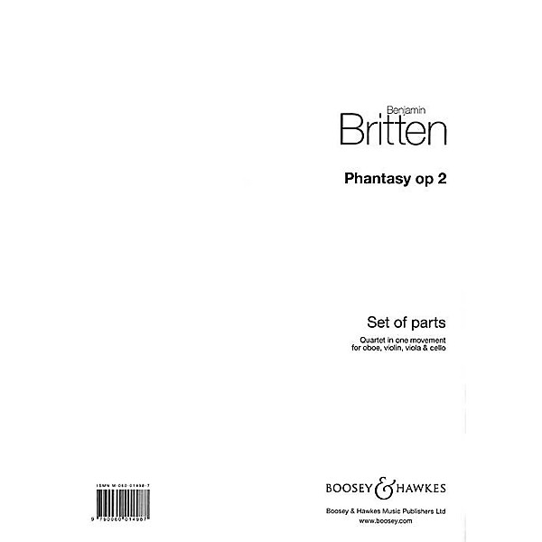 Boosey and Hawkes Phantasy Quartet, Op 2 Boosey & Hawkes Chamber Music Series by Benjamin Britten