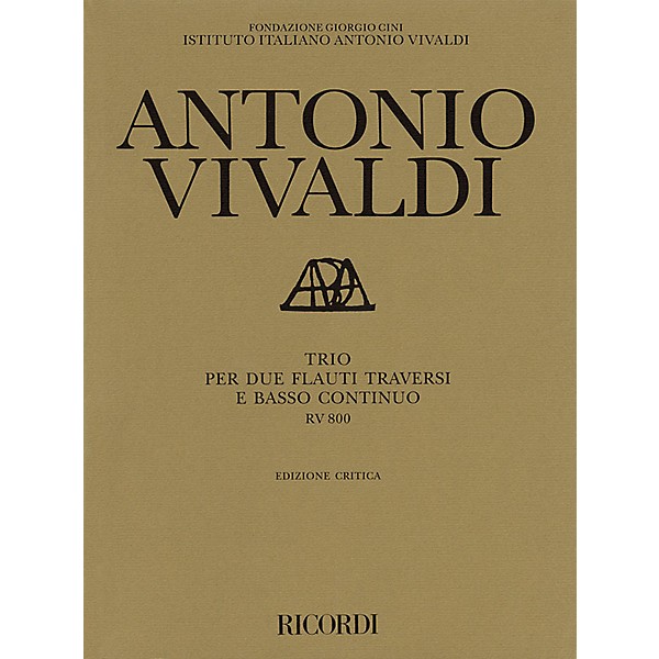 Ricordi Trio for 2 Transverse Flutes and Basso Continuo RV800 Ensemble Series by Antonio Vivaldi