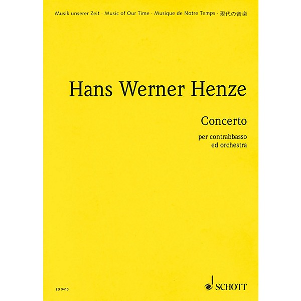 Schott Concerto for Double Bass and Orchestra (Score) Schott Series Composed by Hans Werner Henze