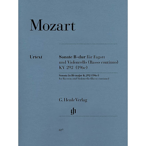 G. Henle Verlag Sonata in B-flat Major, K. 292 (196c) by Wolfgang Amadeus Mozart Arranged by Wolfgang Kostujak