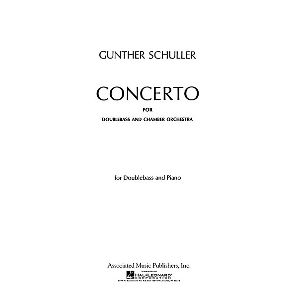 Associated Concerto (Double Bass Part) String Solo Series Composed by Gunther Schuller