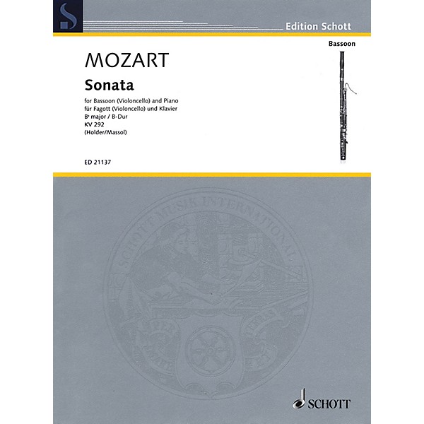 Schott Mozart - Sonata for Bassoon (Violoncello) and Piano in B-flat Major, K. 292 Edited by Albrecht Holder