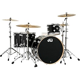 DW SSC Collector's Series 4-Piece FinishPly Shell Pack With 24" Bass Drum With Satin Chrome Hardware Black Ice