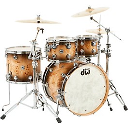 DW SSC Collector's Series 4-Piece Exotic Maple Shell Pack With 22" Bass Drum and Chrome Hardware Quick Candy Burst Mappa Burl