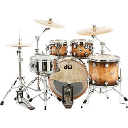 DW SSC Collector's Series 4-Piece Exotic Maple Shell Pack With 22" Bass Drum and Chrome Hardware Quick Candy Burst Mappa Burl