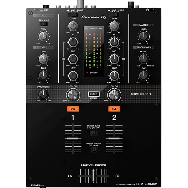 Open Box Pioneer DJ DJM-250MK2 2-channel DJ Mixer with rekordbox Level 1