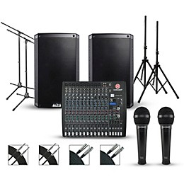 Harbinger Complete PA Package with Harbinger L2404FX-USB 24-channel Mixer with Alto Truesonic 2 Series Active Speakers 10" Mains