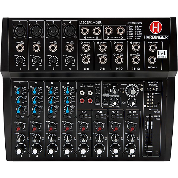 Harbinger Complete PA Package with Harbinger L1202FX 12-channel Mixer and Alto Truesonic 2 Series Active Speakers 10" Mains