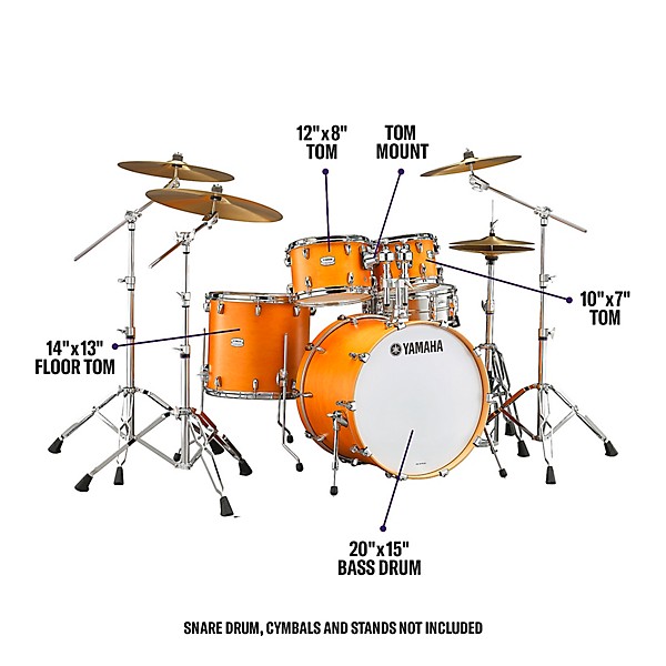 Yamaha Tour Custom Maple 4-Piece Shell Pack With 20" Bass Drum Caramel Satin
