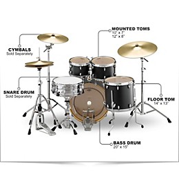 Yamaha Tour Custom Maple 4-Piece Shell Pack With 20" Bass Drum Licorice Satin