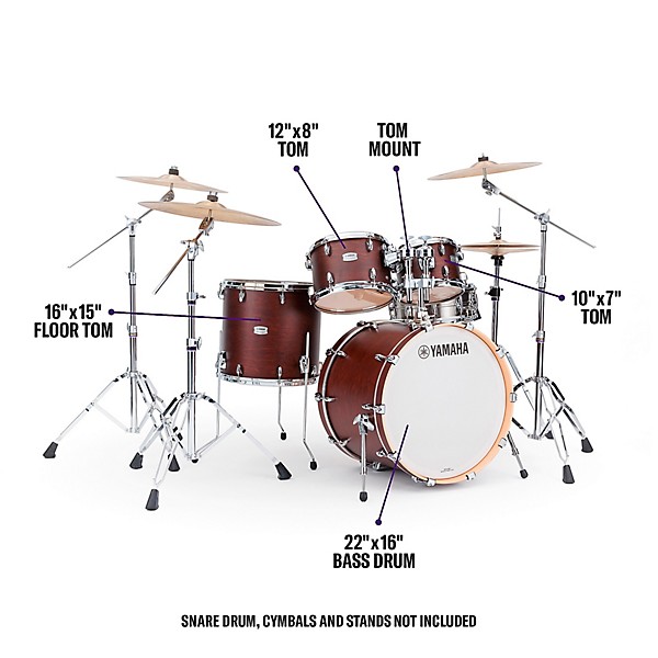 Yamaha Tour Custom Maple 4-Piece Shell Pack With 22" Bass Drum Chocolate Satin