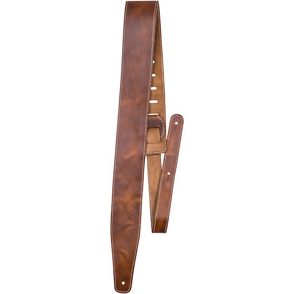 Perri's Oil Leather Guitar Strap With Contrast Stitching Tan 2.5 in.