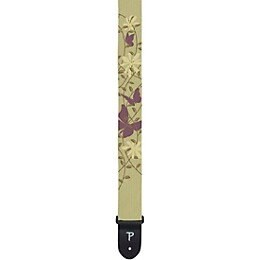 Perri's Cotton Guitar Strap With Screen Printed Design Cream-Butterflys