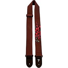 Perri's Cotton Guitar Strap With Screen Printed Desig... Perri's Cotton Guitar Strap With Screen Printed Design Black-Flowers