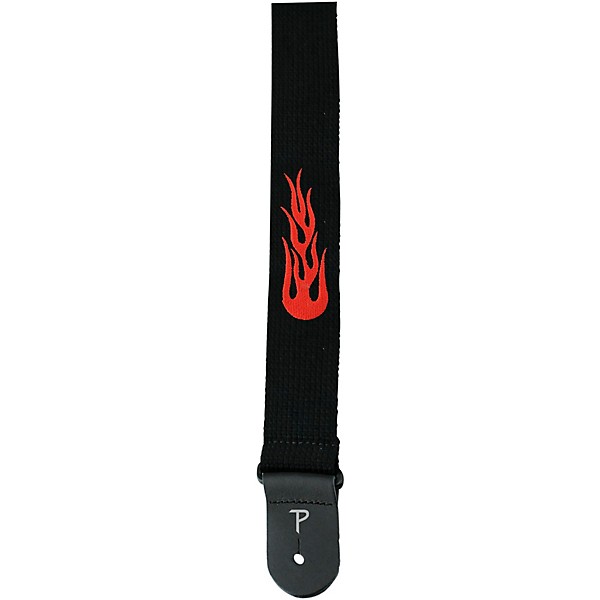Perri's Cotton Guitar Strap With Embroidered Design Fire Ink