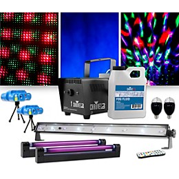 CHAUVET DJ Jam Pack Emerald with Double VEI Mini Lasers, Party Bulbs and Blacklights Lighting Package
