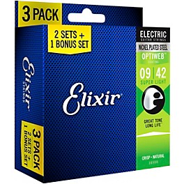 Elixir BONUS PACK! OPTIWEB Coated Super Light Electric Guitar Strings 3-Pack