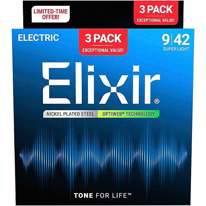 Elixir Electric Guitar Strings With OPTIWEB Coating Super Light (9