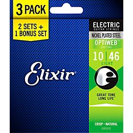 Elixir BONUS PACK! OPTIWEB Coated Electric Guitar Strings, Light (.010-.046), 3 Pack