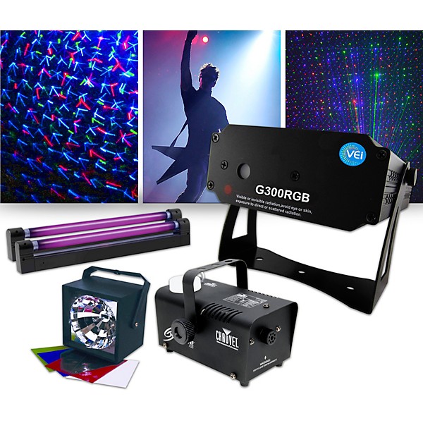 American DJ Lighting Effects Package with G300RGB Laser, ADJ VBar Pak and Fog Machine