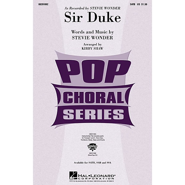 Hal Leonard Sir Duke SSA by Stevie Wonder Arranged by Kirby Shaw