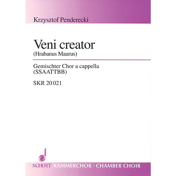 Schott Veni Creator (for Mixed Choir (SSAATTBB) - Choral Score) Composed by Krzysztof Penderecki