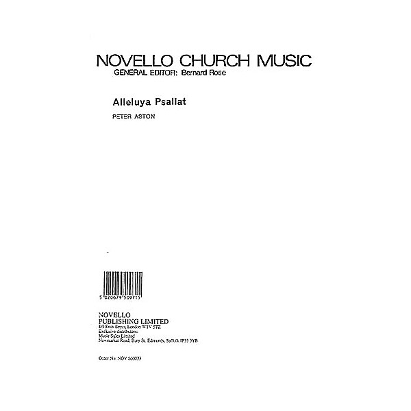 Novello Alleluya Psallat SATB Composed by Peter Aston