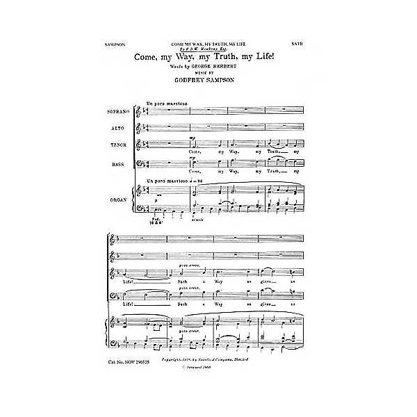 Novello Come My Way, My Truth, My Life SATB Composed by Godfrey Sampson